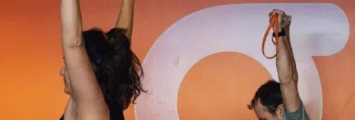 Woman and man working out